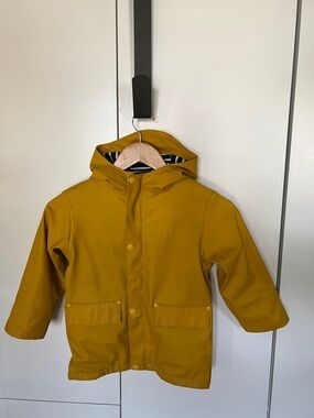 Mini Boden Mustard Yellow Kids Hooded Raincoat